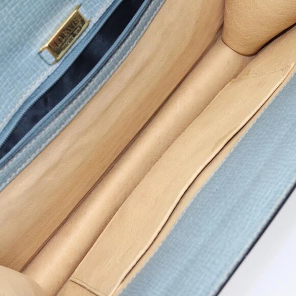 LOEWE Clutch Bag Leather Light Blue Gold Auth bs25818 - Picture 11 of 15